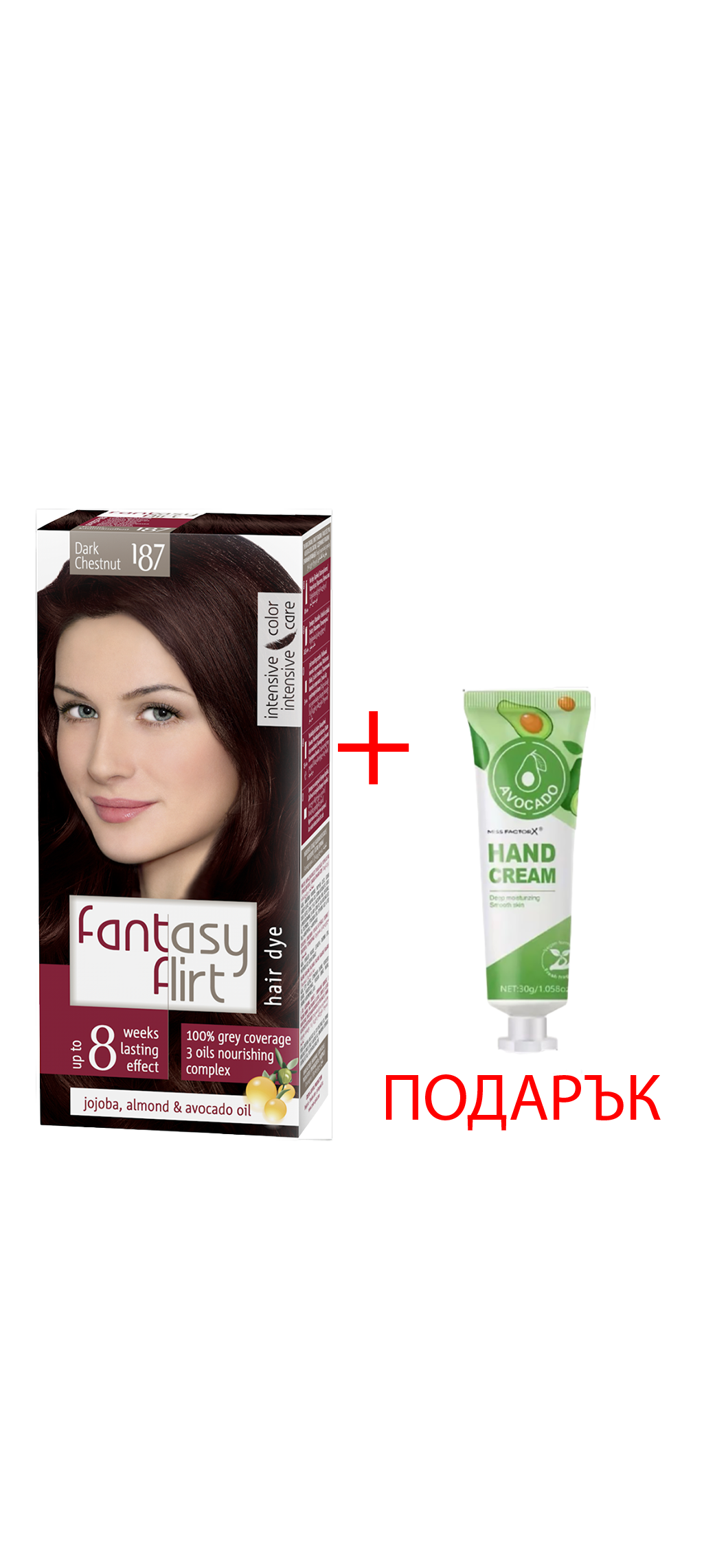 Боя за коса Fantasy Flirt 187 – Тъмен Кестен + ПОДАРЪК: Крем за ръце 30гр (различни видове)